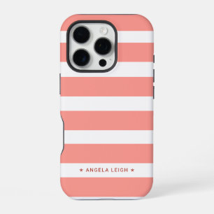 Süße Korallenrosa Cabana-Streifen iPhone 16 Pro Hülle