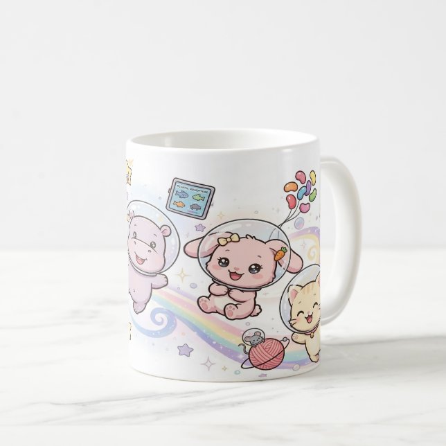 Süße kosmische Tierfreunde Kaffeetasse (VorderseiteRechts)