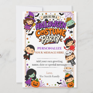 Süße Kostüm-Halloween-Party-Einladung Einladung