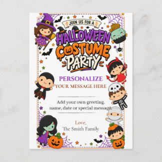 Süße Kostüm-Halloween-Party-Einladung Postkarte