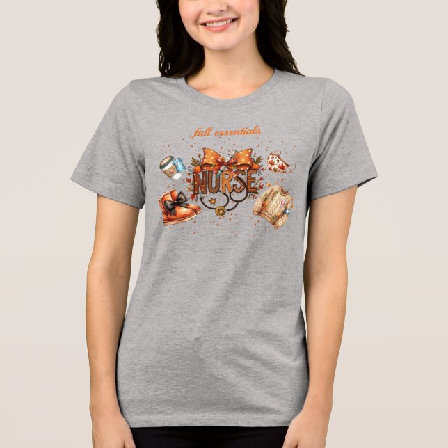 Süße Krankenpflegerin-Bow-Fall-Essentials  Tri-Blend Shirt (Vorderseite)