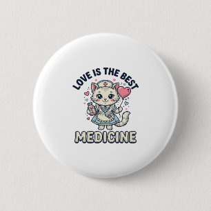 Süße Krankenschwester Katze Liebe ist die beste Me Button