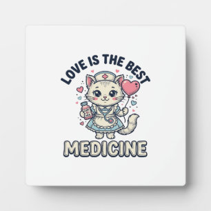 Süße Krankenschwester Katze Liebe ist die beste Me Fotoplatte