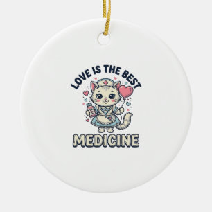 Süße Krankenschwester Katze Liebe ist die beste Me Keramik Ornament