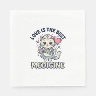 Süße Krankenschwester Katze Liebe ist die beste Me Serviette