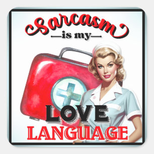 Süße Krankenschwester Pinup_ Liebessprache Quadratischer Aufkleber