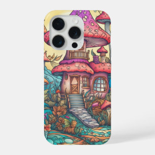 Süße kreative Pilzhütte-Illustration iPhone 15 Pro Hülle