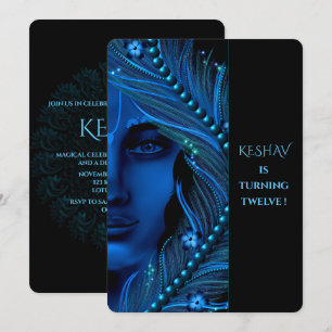 Süße Krishna-Karte zum Geburtstag - Krishna-Kunst Einladung