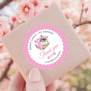 Süße Kuchen Rosa Danke Runder Aufkleber