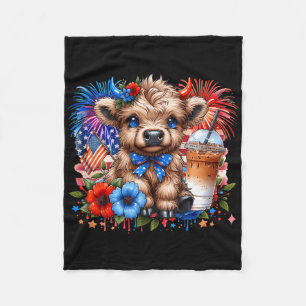 Süße Kuh 4. Juli Floral USA Patriotische Kuh Liebe Fleecedecke