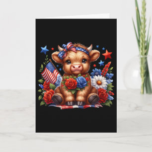 Süße Kuh 4. Juli Floral USA Patriotische Kuh Liebe Karte