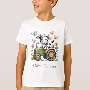 Süße Kuh auf Traktor Jungen Geschenk T-Shirt