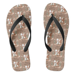 Süße Kuh beste Freundinnen Umarmen Blumenkunst Flip Flops