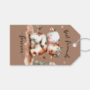 Süße Kuh beste Freundinnen Umarmen Blumenkunst Geschenkanhänger