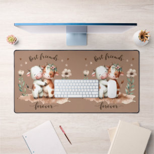 Süße Kuh beste Freundinnen Umarmen Blumenkunst Schreibtischunterlage