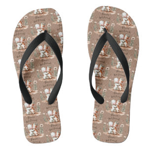 Süße Kuh beste Freundinnen Umarmen Florale Kunst Flip Flops