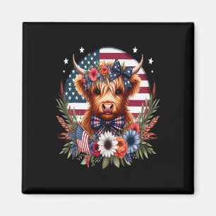 Süße Kuh Blumen 4. Juli USA-Flagge Patriotisches D Magnet