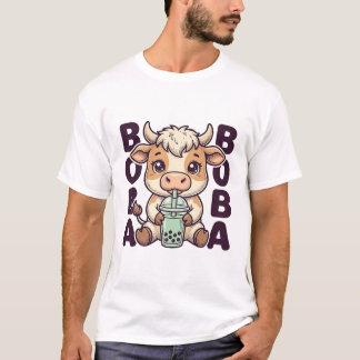 Süße Kuh Boba Tee Vintage Gravur T-Shirt Design