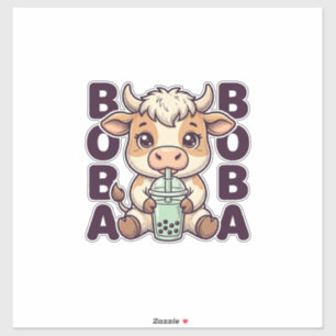 Süße Kuh Boba Tee Vintage Gravur T-Shirt Design Aufkleber