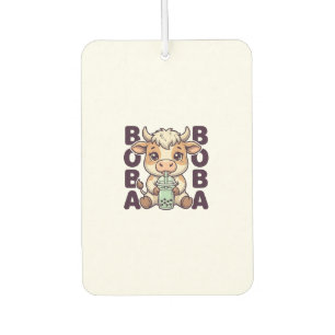 Süße Kuh Boba Tee Vintage Gravur T-Shirt Design Autolufterfrischer