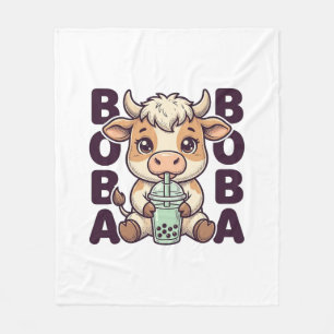 Süße Kuh Boba Tee Vintage Gravur T-Shirt Design Fleecedecke