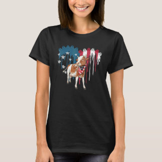 Süße Kuh Flagge Amerikanisches Herz T-Shirt