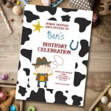 Süße Kuh gedruckte Cowboy-Geburtstag