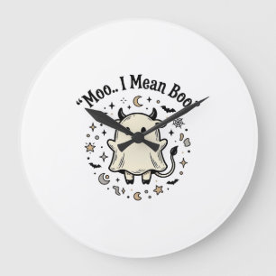 Süße Kuh Geist Halloween Moo Boo Vintage Design_1 Große Wanduhr