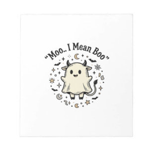 Süße Kuh Geist Halloween Moo Boo Vintage Design_1 Notizblock