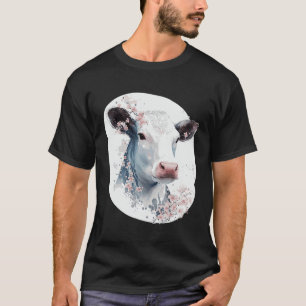 Süße Kuh Kirschblüten Japanische Sakura Landwirtsc T-Shirt