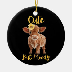 Süße Kuh-Launische Kuhliebhaber-Farm Cowgirl Baby  Keramik Ornament