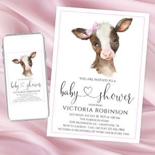 Süße Kuh Mädchen Farm Baby Shower Einladungen