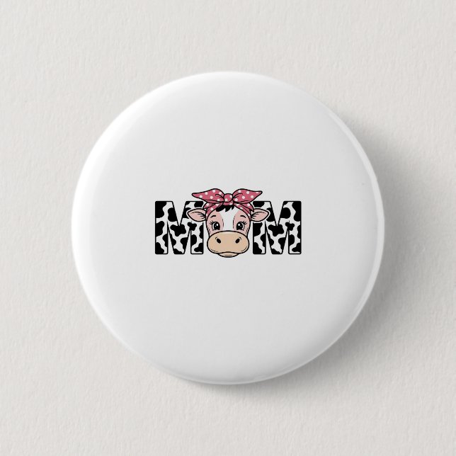 Süße Kuh-Mama-Schleife Grafikdesign_1 Button (Vorderseite)
