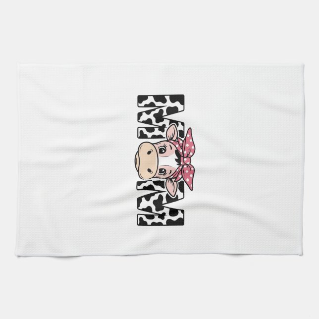 Süße Kuh-Mama-Schleife Grafikdesign_1 Geschirrtuch (Horizontal)