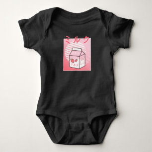 Süße Kuh Retro Japanischer Erdbeermilchshake Baby Strampler