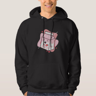Süße Kuh Retro Japanischer Erdbeermilchshake Hoodie