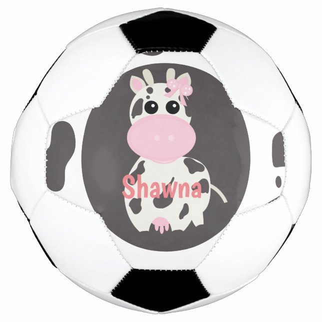 Süße Kuh Rosa Muster Monogramm Name Fußball (Vorderseite)