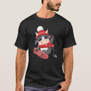 Süße Kuh Schlittschuh laufende Kuh Weihnachten Fü T-Shirt