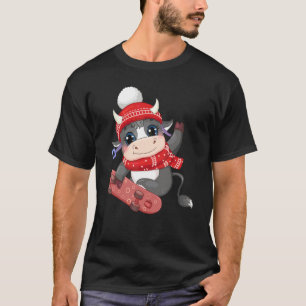 Süße Kuh Schlittschuh laufende Kuh Weihnachten Für T-Shirt