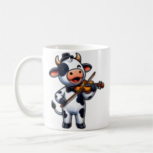 Süße Kuh spielt Geige Kühe Musiker Musik Kaffeetasse