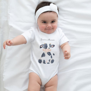 Süße Kuh stilvolle Wasserfarbe Schrift Baby Strampler
