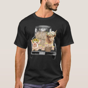 Süße Kuh und Schweine auf Auto Vintage-Tierfarm T-Shirt