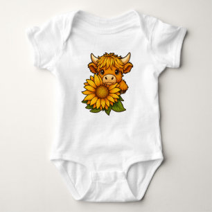 Süße Kuh und Sonnenblume Baby Strampler