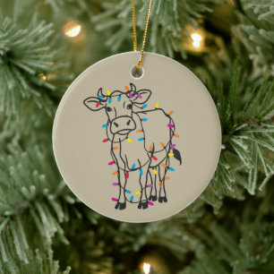 Süße Kuh Weihnachtslichter Färsen Feiertag Bauernh Keramik Ornament