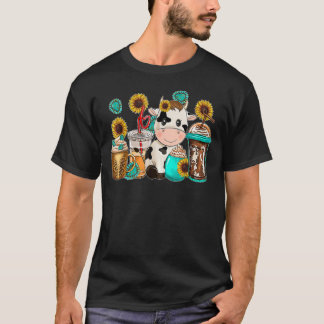 Süße Kuh Western Rindleder Kaffeetasse Sonnenblume T-Shirt