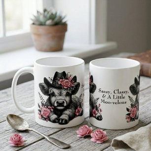 Süße Kuhgirl-Hochlandkuh mit Text Kaffeetasse