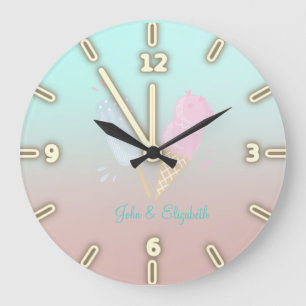 Süße kühle Eiscreme-Tüten, Liebe Große Wanduhr