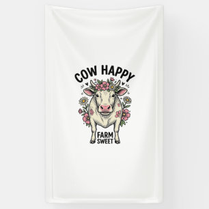 Süße Kuhliebhaber Vintage-Blumen-Farmtier-Kunst (3 Banner