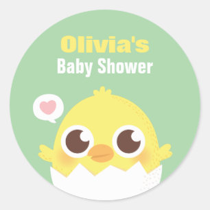 Süße Küken-im-Ei-Baby-Shower-Dekorationsaufkleber Runder Aufkleber