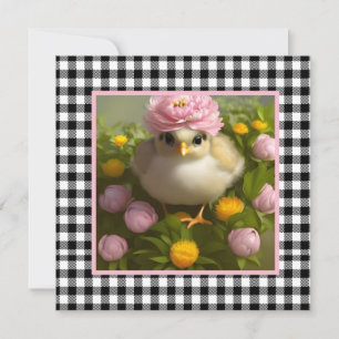 Süße Küken und Blumen Osterkarte